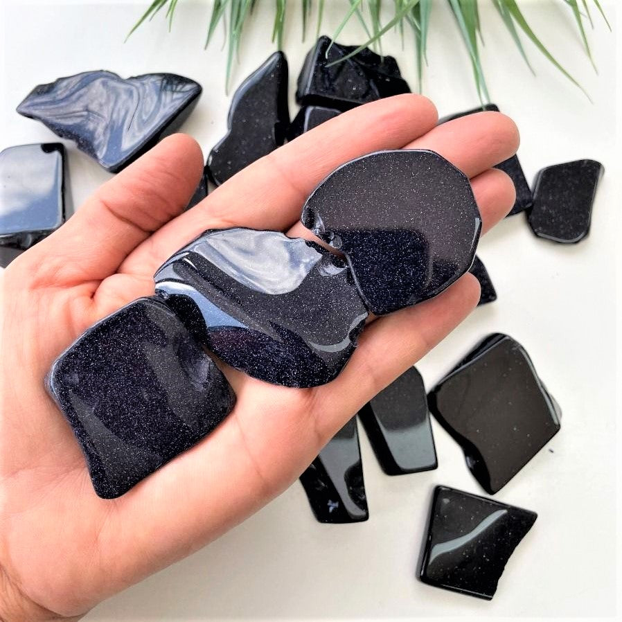 Polished Slabs - Blue Goldstone - 500g(15-25)pc Polished Slabs - Blue Goldstone - 500g(15-25)pc